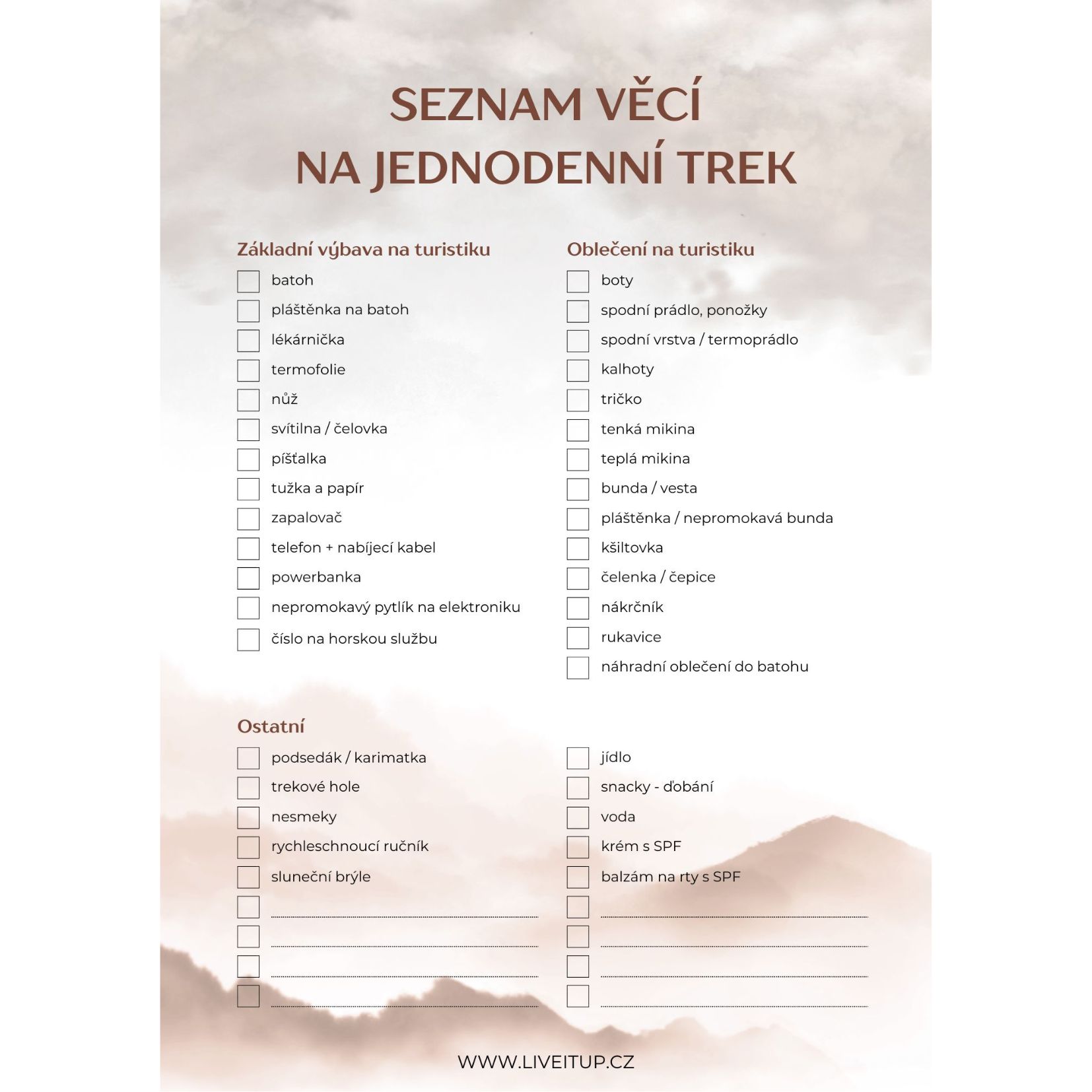 Seznam věcí na trek